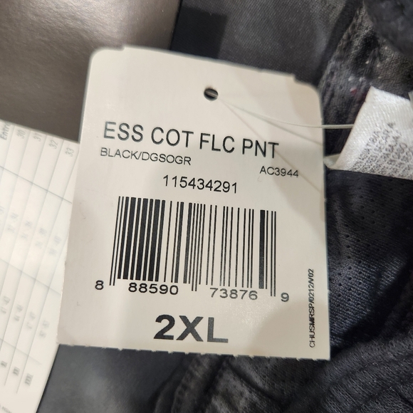 Adidas Fleece Sweat Pants 3 Stripe, Black Tricot Joggers, Mens 2X - Picture 6 of 8